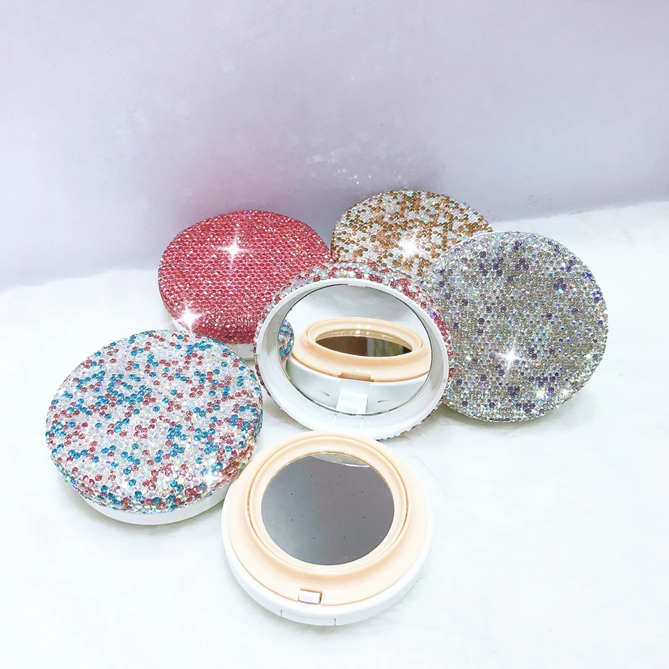 

Rhinestones CC Air Cushion Dispenser Box Foundation Liquid Empty DIY Homemade Portable Pearlescent Loose Powder Replacement Case