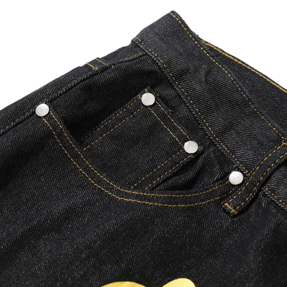 Hip Hop Baggy Jeans Y2K Dog Print Fashion Straight Loose Denim Pants Men Harajuku Streetwear Skateboard Jeans Trousers Black