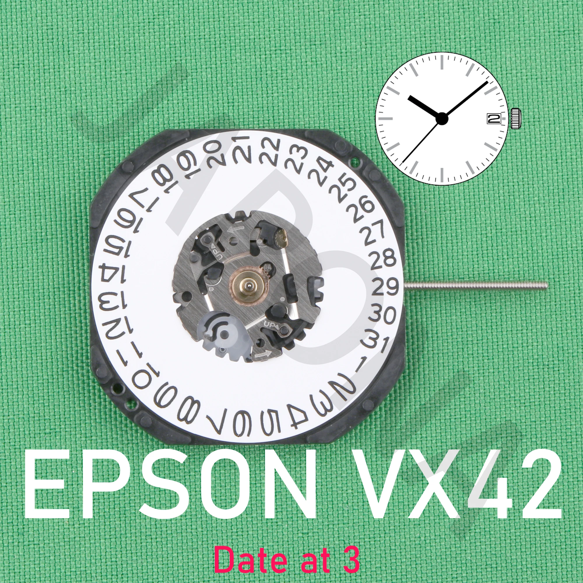 EPSON VX42 Standard movement with date Calendar display japan movement VX42E Three Hands Calendar Date Metal quartz movement