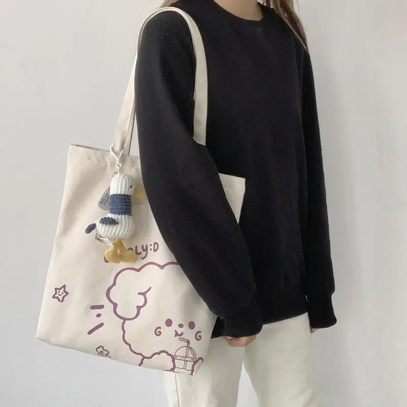

Холщовая Сумка на одно плечо для женщин, японская Студенческая вместительная модная сумочка для студентов колледжа