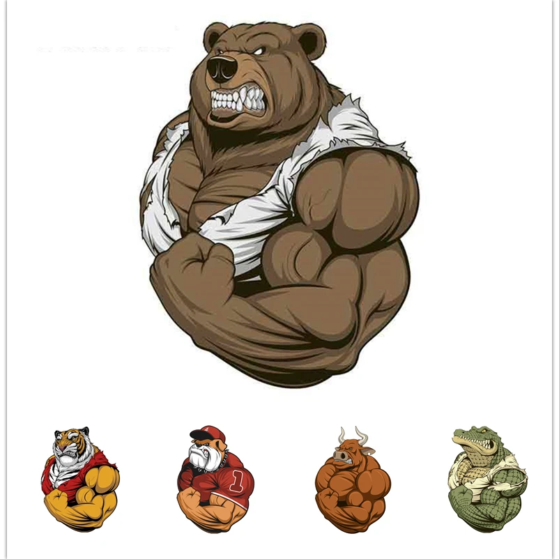 

CG Car Sticker Personalized Bear Muscles Cartoon Car Stickers Bumper Trunk JDM Helmet Motorcycle Vinyl Decal Car Accessories