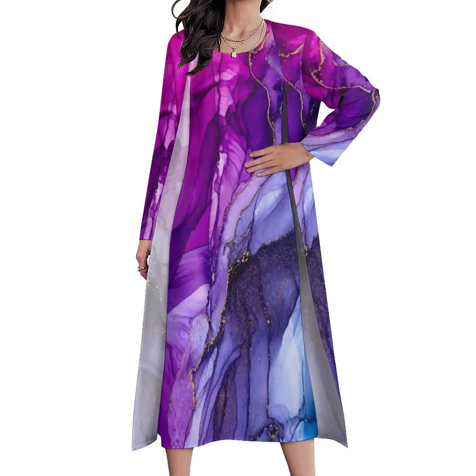 

Женское платье-макси с абстрактным ярким трендом, длинное пляжное платье из двух частей в стиле бохо с графическим принтом, уличная мода, Платье оверсайз