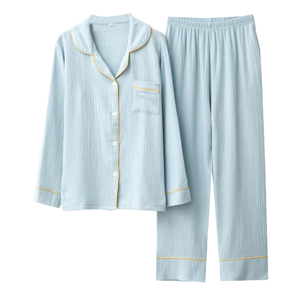 

2PCS Women Cotton Pajamas Sets Sexy Notched Pyjamas Suit Loungewear Sleepwear Nightwear M-L Casual Loose Lingerie Home Clothes