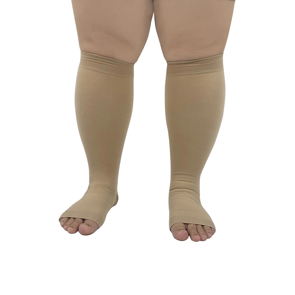 Plus Size 34-46mmHg Medical Compression Stockings Unisex Grade 3 Open Toe Socks Varicose Veins Treatment Graduated Pressure