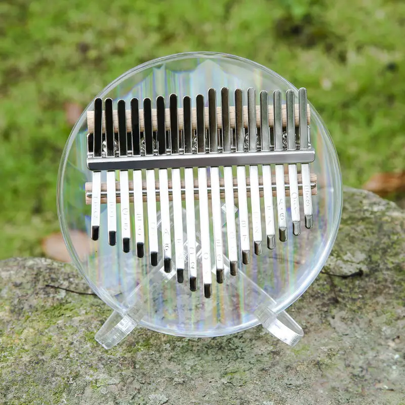Round Kalimba Finger Piano for Beginners Colorful Transparent Creative Children Birthday Gifts Keyboard Musical Instruments 2022