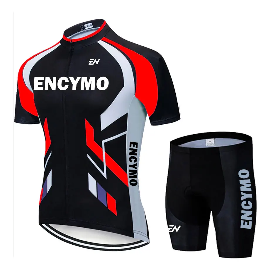 

ENCYMO 2022 Cycling Jersey Sets Red Bicycle Short Sleeve Cycling Clothing Bike Maillot Cycling Jersey Shorts