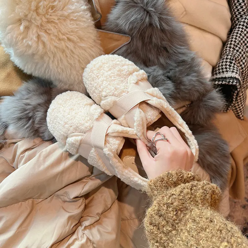 

Зимняя женская зимняя обувь, Короткие Плюшевые уличные сохраняющие тепло слипоны, повседневные женские мокасины, женские удобные лоферы на...