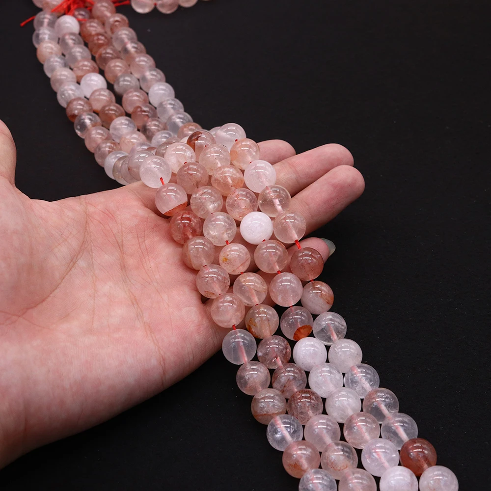 

Smooth Natural Pink Crystal Round Loose Beads Persian Jade Beads Handmade Jewelry for DIY Necklace Earrings Making Accessories