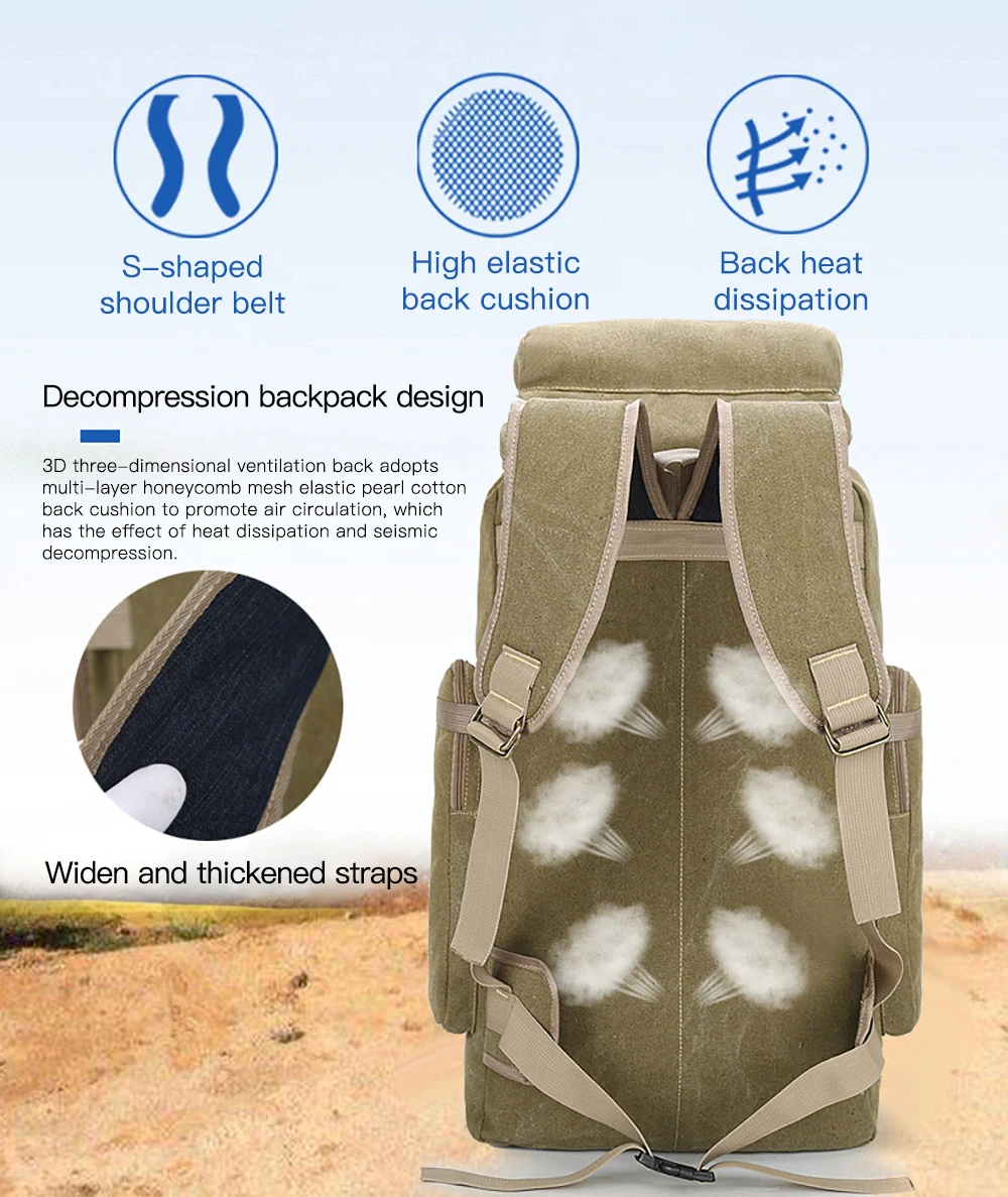 75L Nylon Waterproof Trekking Fishing Hunting Bag Men Women Backpack Outdoor Military Rucksacks Tactical Sports Camping Hiking