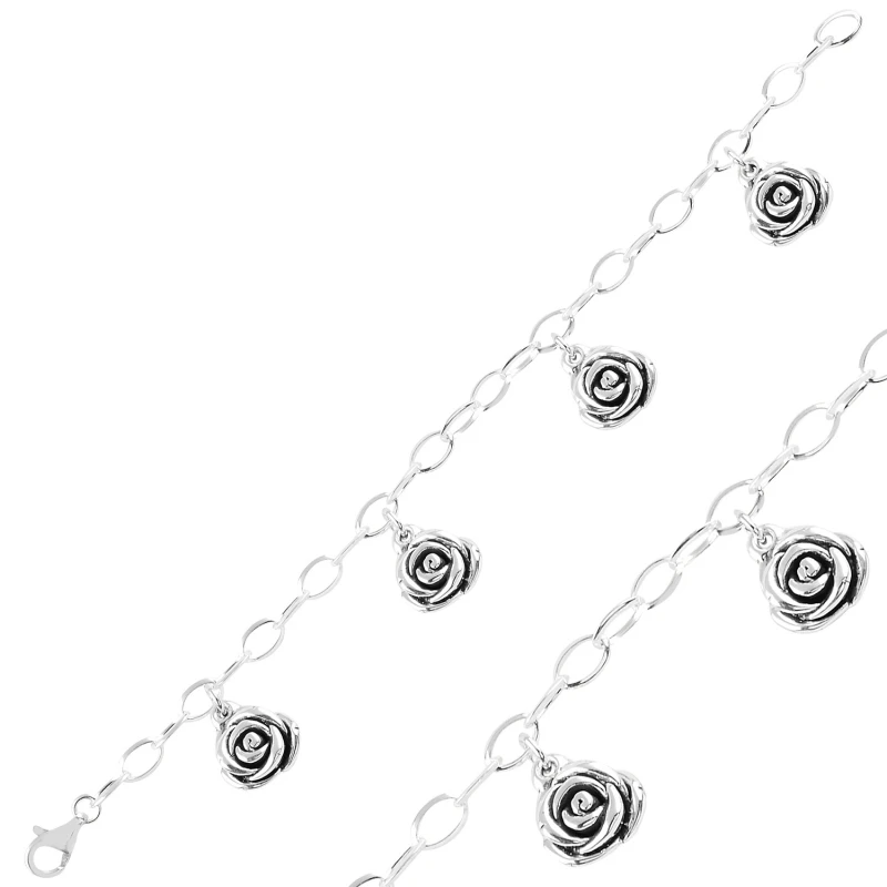 

Серебряный подвесной браслет в виде Розы