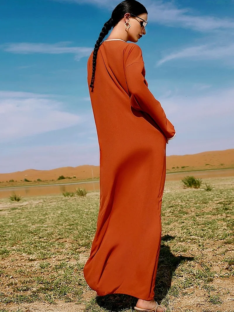 Abayas Muslim Maxi Dress Women With Diamond Full Sleeve Robes Fashion Elegant Arab Dubai Islamic Clothing Ramadan Muslim Dresses