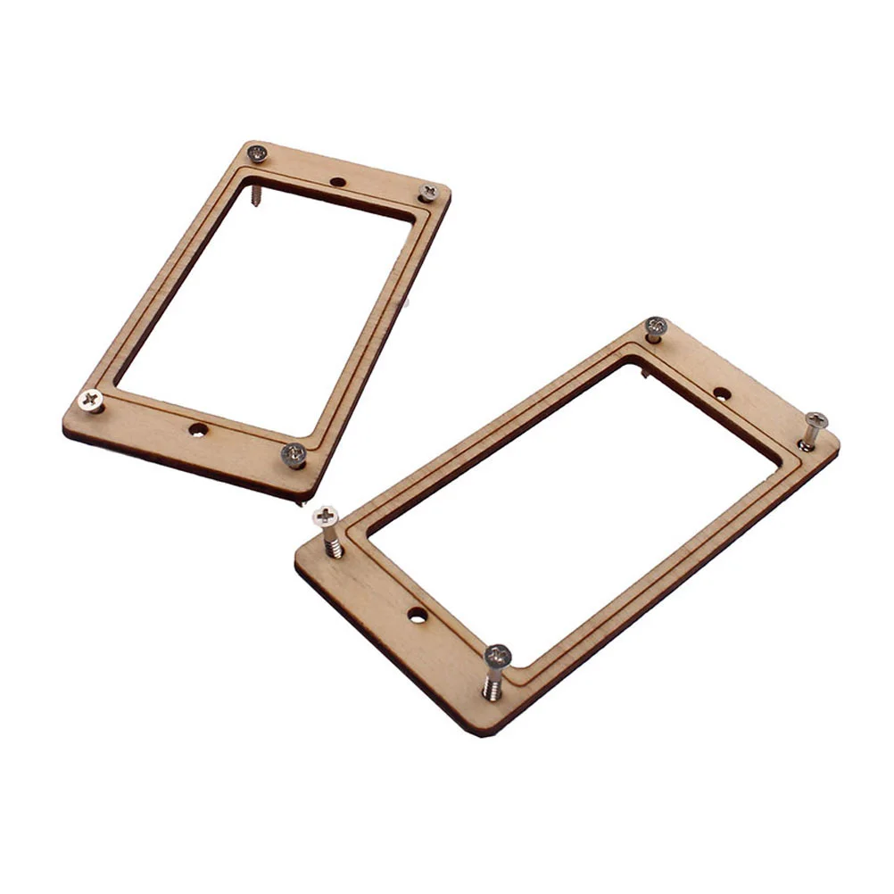 

2pcs Maple Wood Flat Double Coil Electric Guitar Pickup Ring Humbucker Frame Mounting Ring with 8 Screws GB305K (Golden)