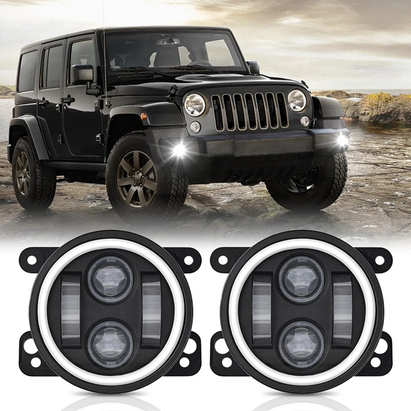 

4Inch Car Fog Light 20000LM 200W High/Low Beam Waterproof For Jeep Wrangler JK Dodge Journey Magnum - White+Yellow