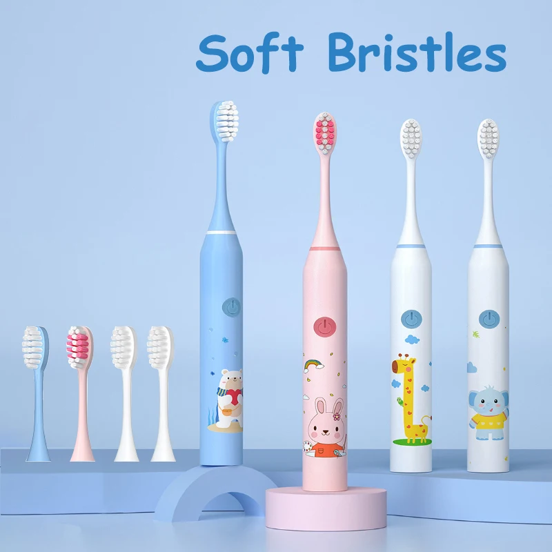 

Sonic зубная щетка для детей 5 режимов Чистящая Щетка перезаряжаемая батарея с 4 насадка для зубных щеток зубные щетки для путешествий