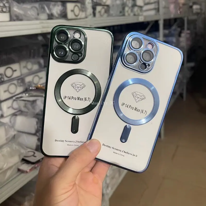 

Роскошный бронированный противоударный прозрачный магнитный мягкий чехол с беспроводной зарядкой для iPhone 14 Pro Max 11 12 13 Pro Max силиконовый чехол