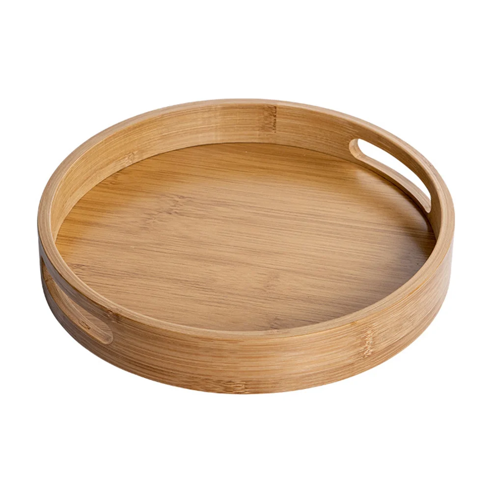 

1Pc Portable Bread Tray Round Bamboo Fruit Bowl Bread Cake Bamboo Tray for Home