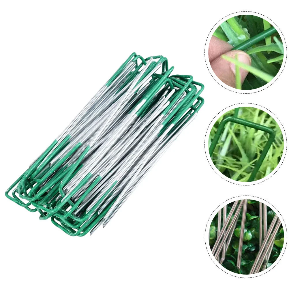 

50 Pcs Tent Pegs Stakes Heavy Duty Landscaping Fabric Outdoor U-shaped Metal Tool Yard Decorations Galvanized Wire Ground Nails