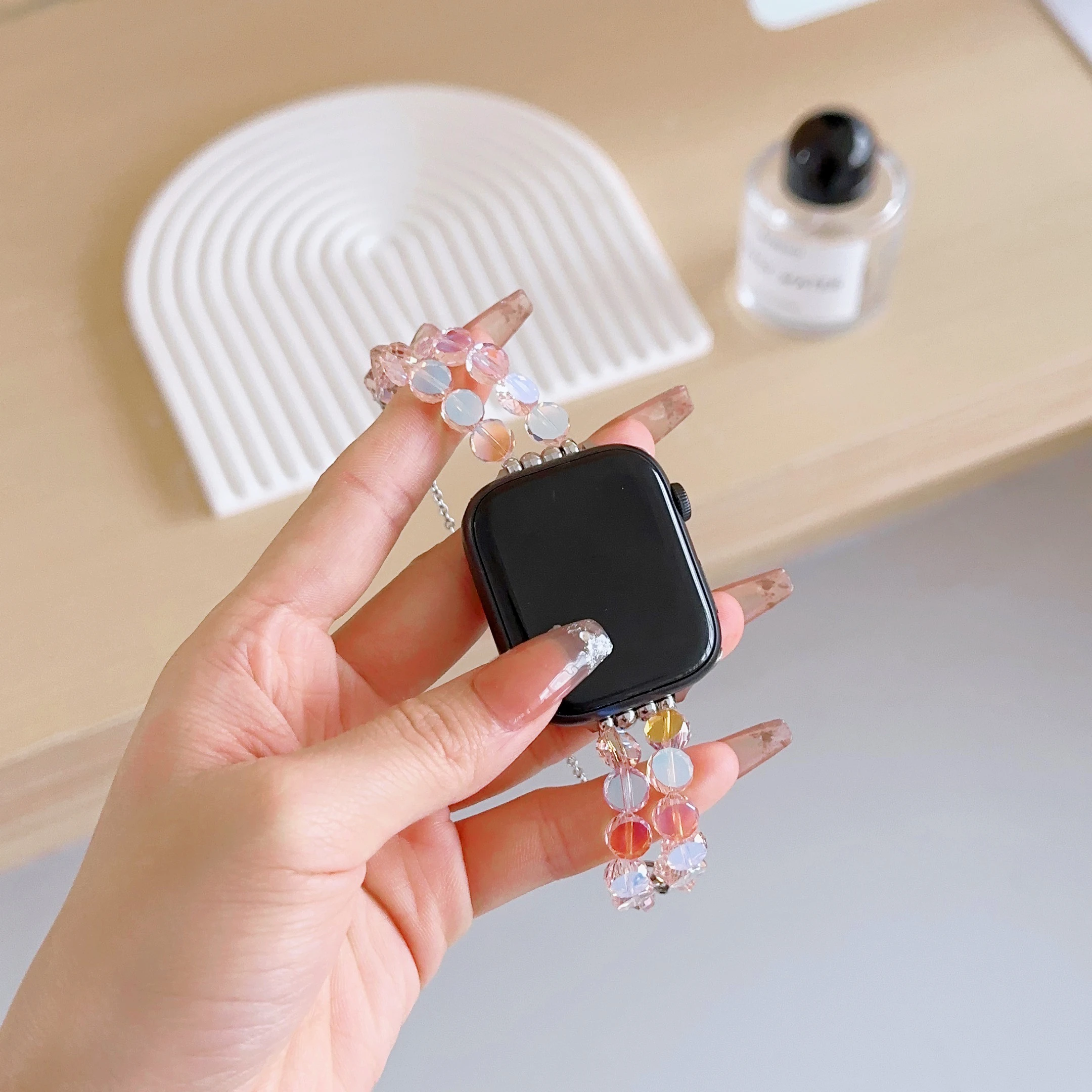 Fashion strap for Apple watch band bracelet chain for iwatch87654321SE Ultra Crystal glass ornament40 41 44 45mm lady wrist