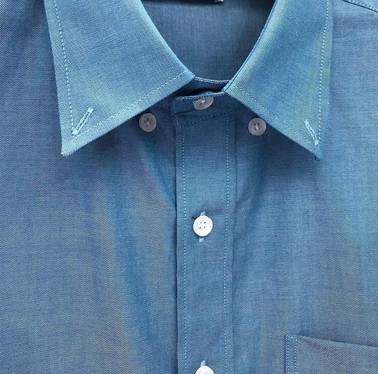 TB Men's Shirt New Brand Shirts Men Slim Blue Casual Shirt Slim Turn Down Collar Oxford Long Sleeve Solid Men's Clothing