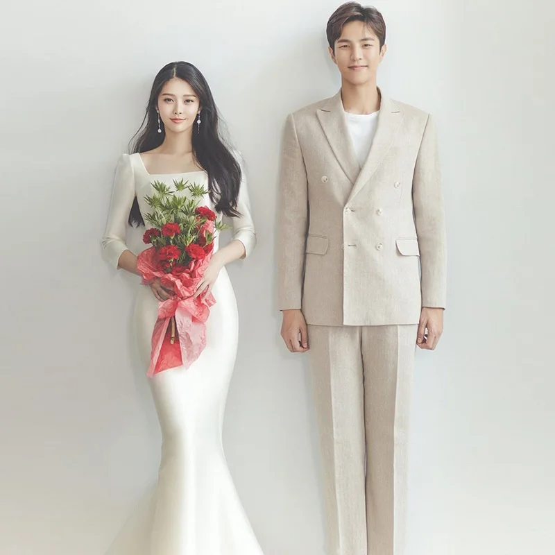 

Wedding Dress for Women Fishtail Wedding Dress Bride Satin Simple Travel Photo Slimming Korean Tail Light Gauze