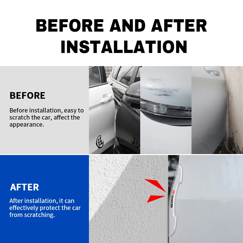 Для Toyota Corolla Camry Rav4 Yaris Hilux Prius Avensis C-HR 4pc полосы для защиты от столкновений наклейка