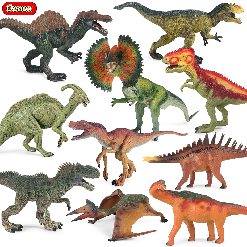 

Oenux Jurassic Dinosaur Toy Carnivorous Pterodactyl Dilophosaurus T-Rex PVC Animal Model Action Figures Brinquedo For Kids Gift