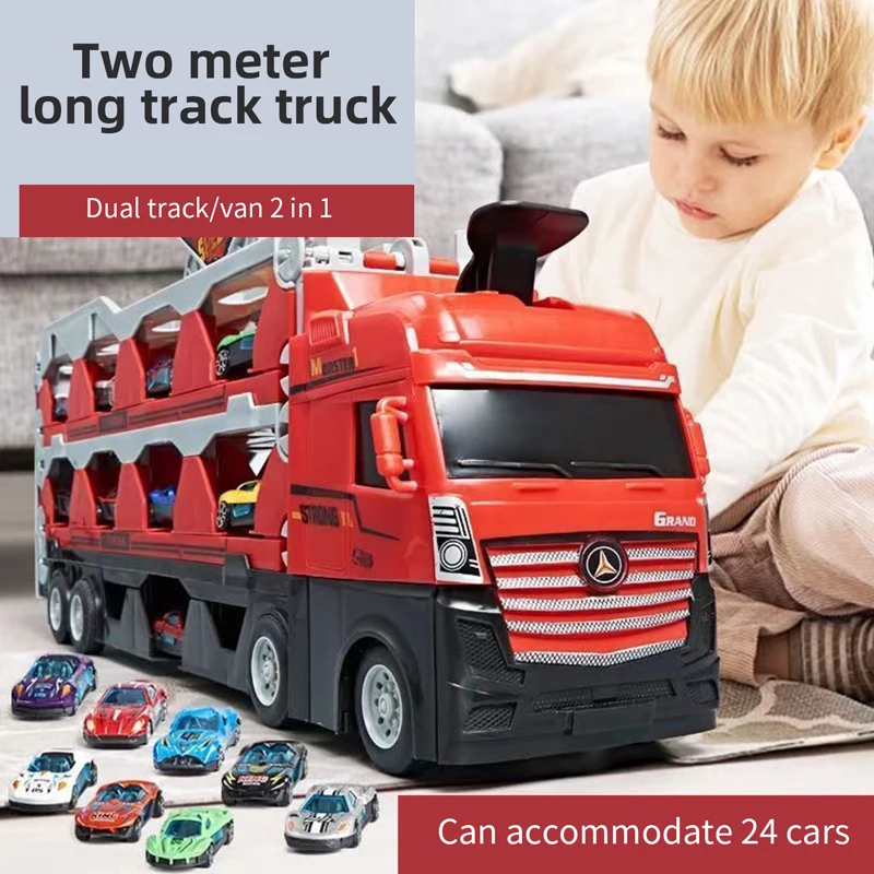 Большой грузовик с экстремальной гоночной дорожкой Детская катапульта и
