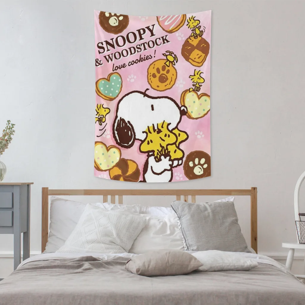 Тканевый гобелен Snoopy Peanuts для украшения стены спальни и комнаты