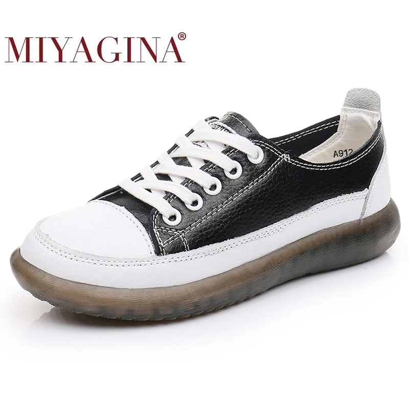 

Spring Summer Genuine Leather Women's Casual Vulcanize Cowhide Sport Walking Running Shoes Fashion Designer Lady White Sneakers