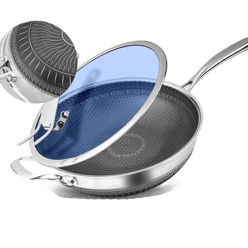 

316 Stainless Steel Frying Pan Non-stick Pan No Fumes Household Cooking Pot Induction Cooker Gas Cooker Kitchen Pan