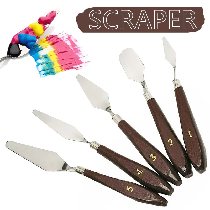 

Шпатель для картины маслом для художника, Палетка из нержавеющей стали, инструмент с деревянной ручкой и деревянной ручкой, шпатель для кар...