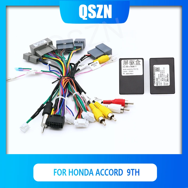 

QSZN DVD Double Canbus Box BMR-HA02 For 2014-2017 HONDA ACCORD 9TH Harness Wiring Cables Car Radio Power cables