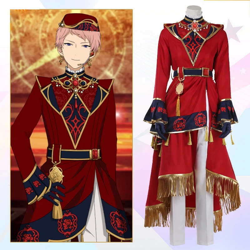 

Game Ensemble Stars Itsuki Shu Cosplay Costume Fancy Red Suit Party Outfits Halloween Carnival Uniforms Custom Made