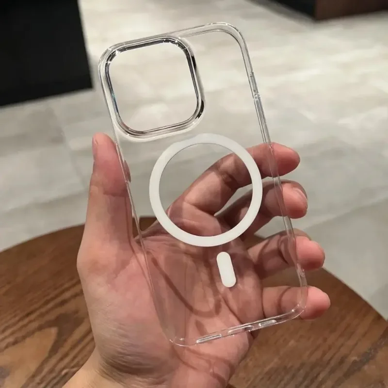 Фото Ультратонкий Прозрачный жесткий пластиковый чехол для iPhone 15, 14 Plus, 13, 12, 11 Pro Max, Magsafe, Беспроводная зарядка, магнитный прозрачный чехол из поликарбоната №3