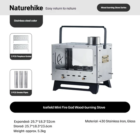 Naturehike Bingyuan Little Fire God Печь для костра из нержавеющей стали