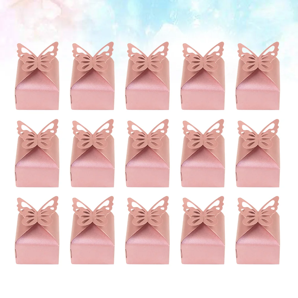 

50 Pcs Gift Boxes Bulk Wedding Candy Paper Treat Pearlescent 6*6 Cm Pink Favor Baby