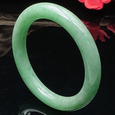 

Natural Light Green Burmese Emerald 54mm-64mm Bracelet Elegant Princess Jewelry Gifts for Mom and Girlfriend