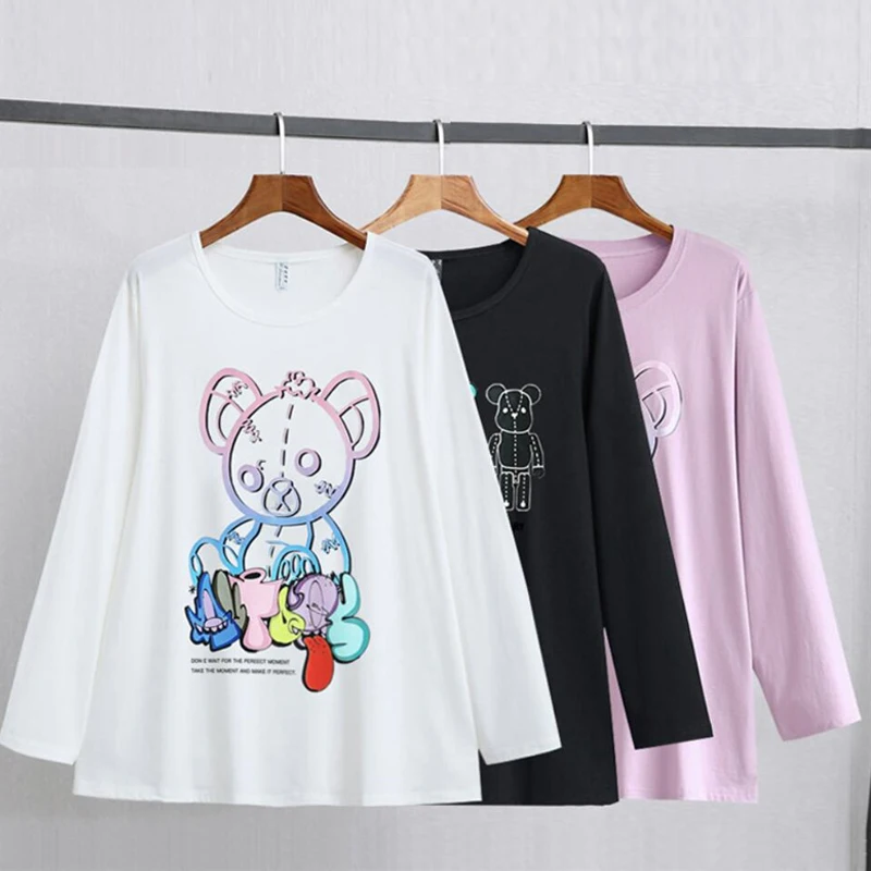 

Женская футболка с рисунком медведя, белая, черная, розовая, 3x L-7XL SZ015
