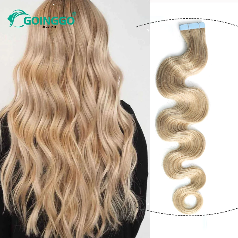 

Body Wave Human Hair Tape In Extentions 40 Pieces 100g Dirty Blonde Skin Weft Adhesive Tape Hair Extention For Salon 12-26Inch