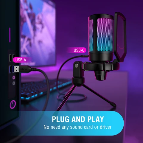 FIFINE Ampligame USB-микрофон для ПК с высоким качеством звука — пример использования