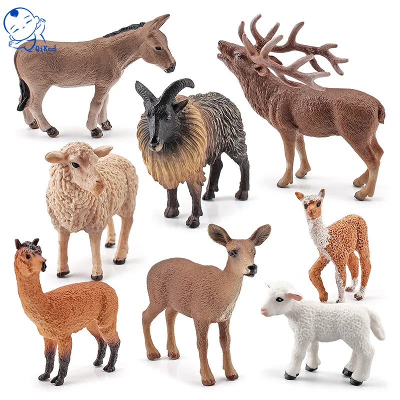 

New Simulation Grassland Animal Figurine Sheep Alpaca Goat Model Action Figures Collection Educational Toys for Children Gift