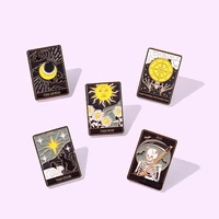 fashion black moon sun tarot enamel brooches accessories trendy geometric magic button badge backpack jewelry gifts