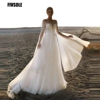 fivsole 2022 wedding dresses lace long sleeves bride dress floor length princess bohemian wedding vestidos de novia plus size