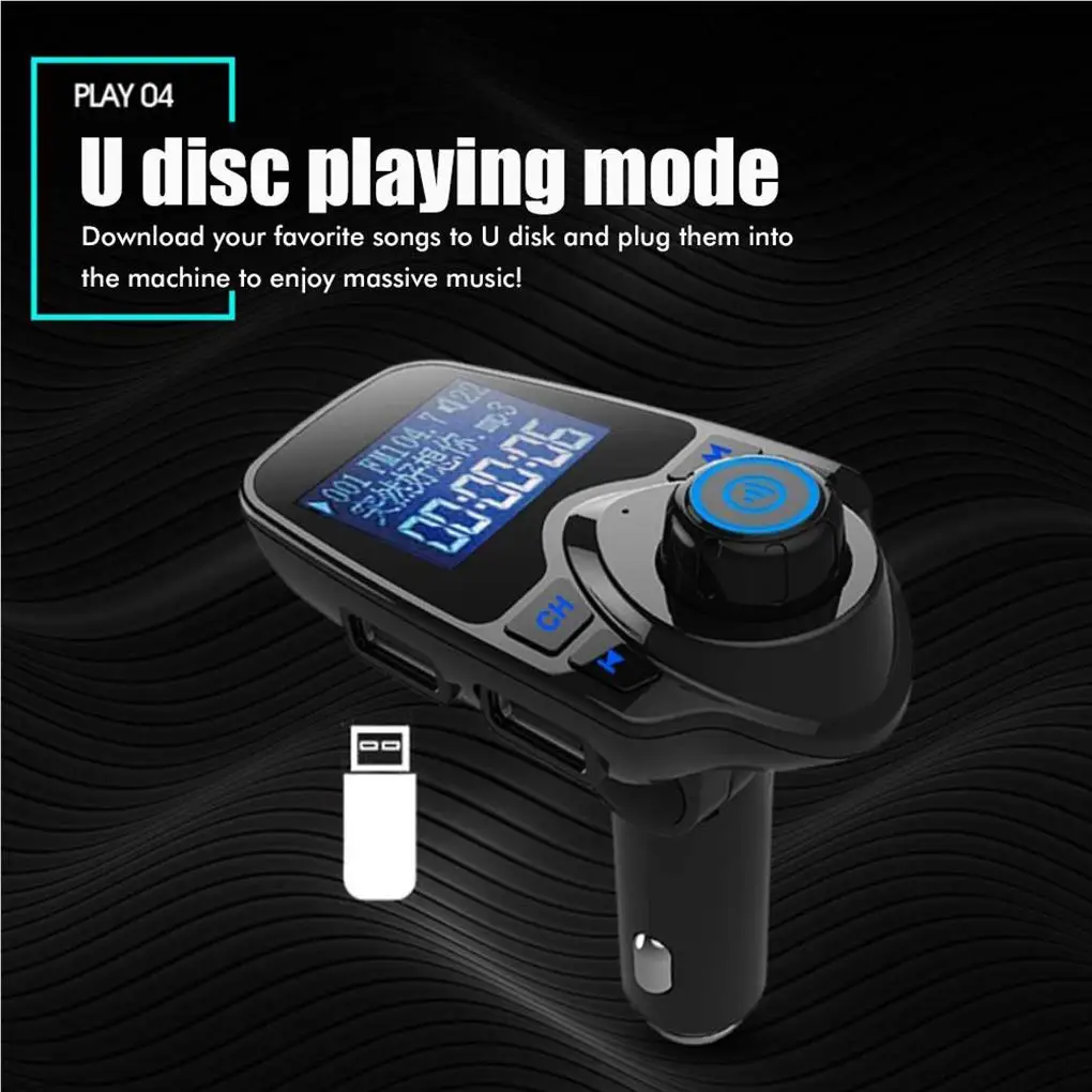 

Автомобильный аудиопередатчик EDR Dual USB 1 44-дюймовый ЖК-приемник вольтметр