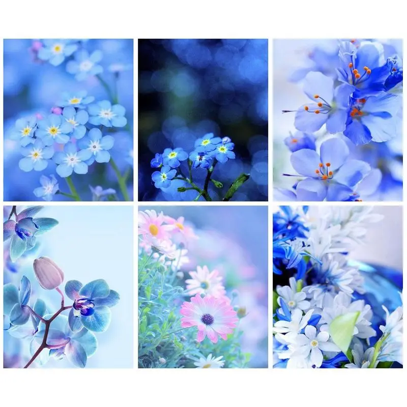 

CHENISTORY Painting By Numbers Blue Flowers Kits Drawing Canvas Handpainted Diy Oil Pictures By Numbers Handicraft Home Decor