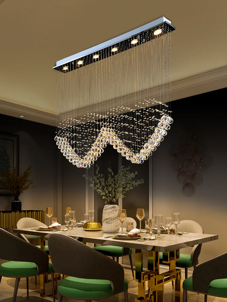 

Led Restaurant Chandelier Rectangular Crystal Chandelier Bar Island Chandelier Clothing Store Heart-shaped Nordic Chandelier