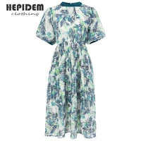 hepidem clothing summer fashion runway chiffon long dresses womens long sleeve elegant floral print party holidays dress 69942
