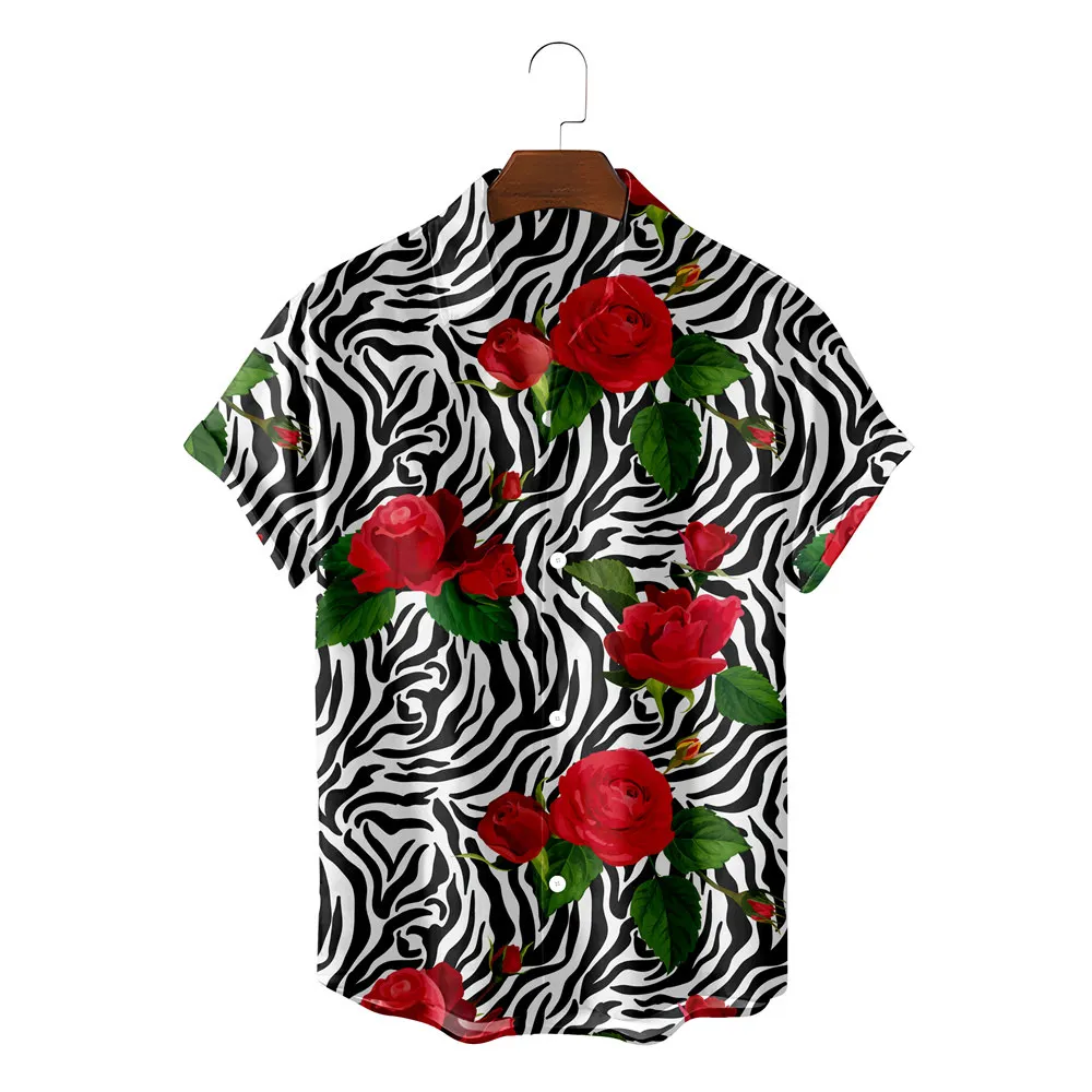 

Fashion Hawaiian Shirt For Men Summer Beach Clothes Colorful Flower Camisa Blusas Blouses Button Up Streetwear Chemise