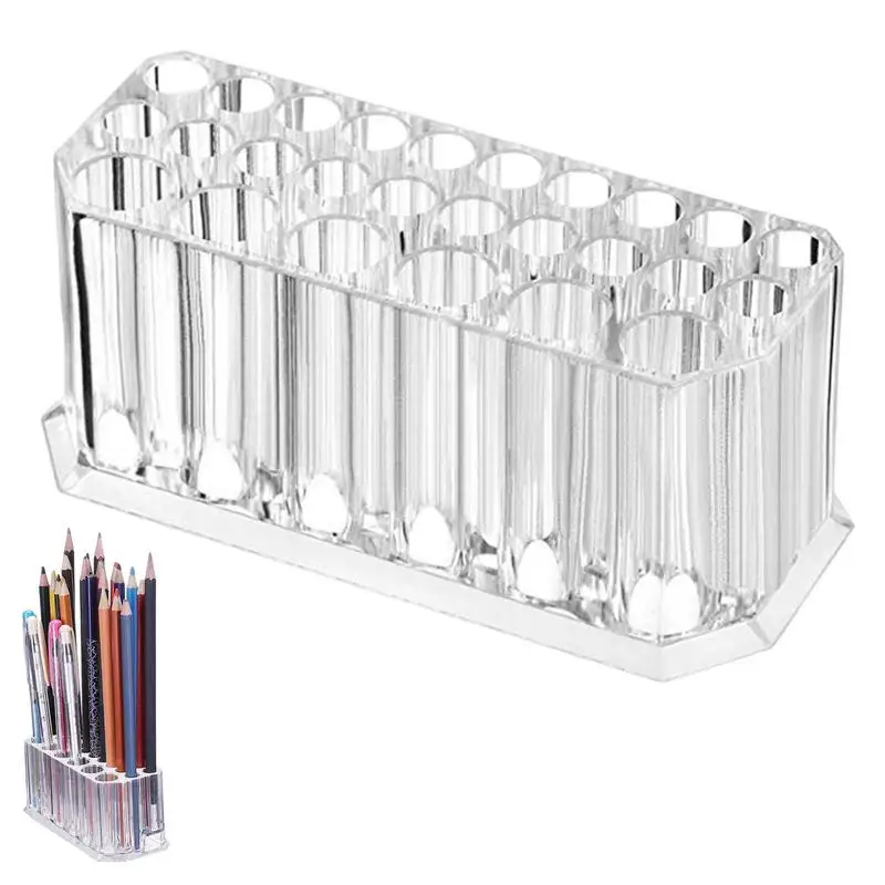 

Acrylic Eyeliner Organizer Desktop Makeup Brush Lip Liner Organizers Makeup Organizer With 26 Compartments For Home Cosmetics