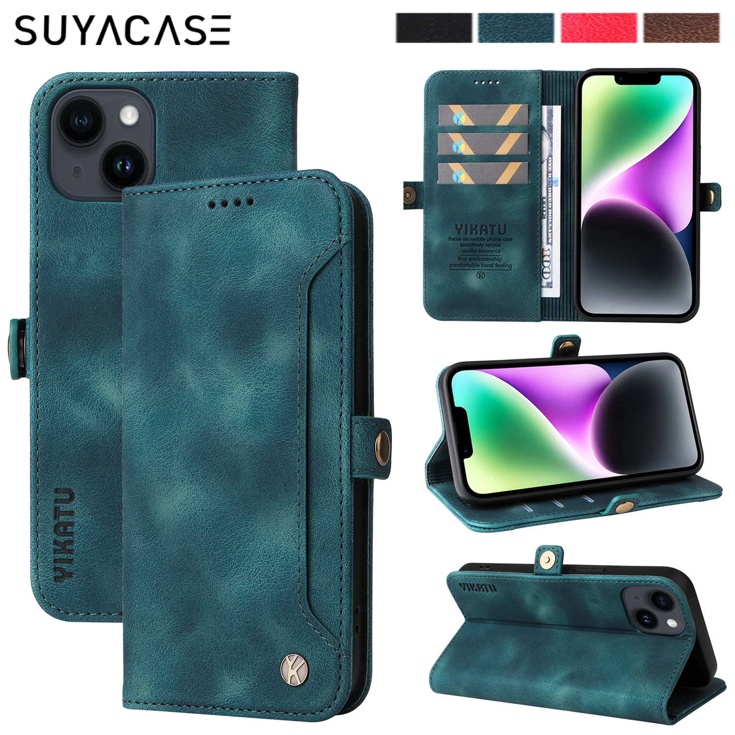 

Retro Leather Flip Case For iPhone 14 13 12 Mini 11 Pro XS Max XR X 8 7 6 6S Plus SE 2020 2022 Stand Wallet Card Phone Bag Cover